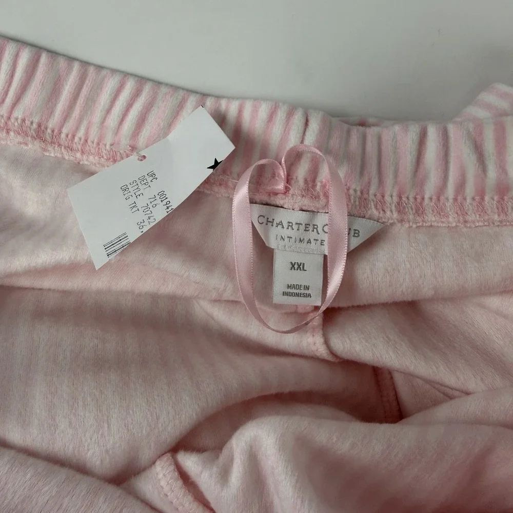 Charter Club Intimates Pants Womens XXL Pink Fleece Drawstring Pajamas PJS NWT